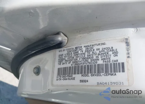 2000 Toyota Camry Le из США, поврежденный, VIN 4T1BG22K8YU760109